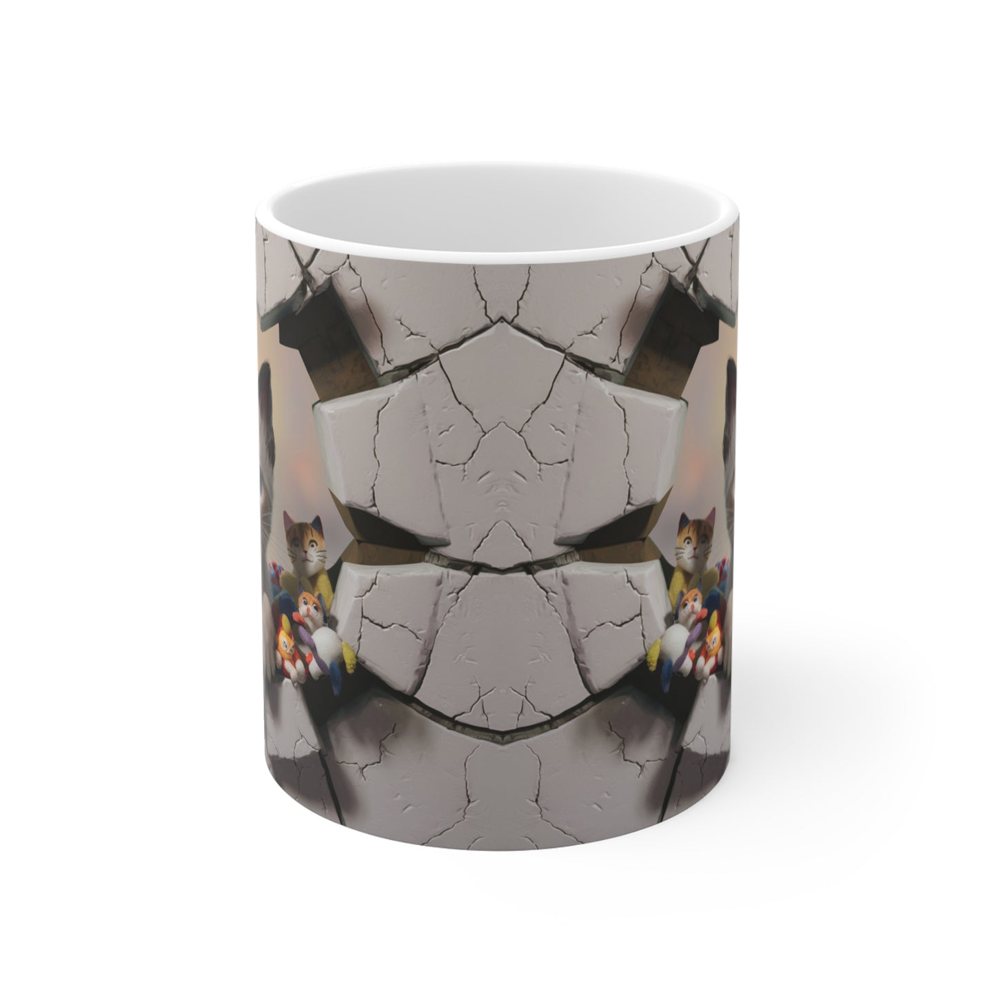 3D Siamese Kitty Coffee Mug Peeking Through Hole in Wall Gift for Cat Lover