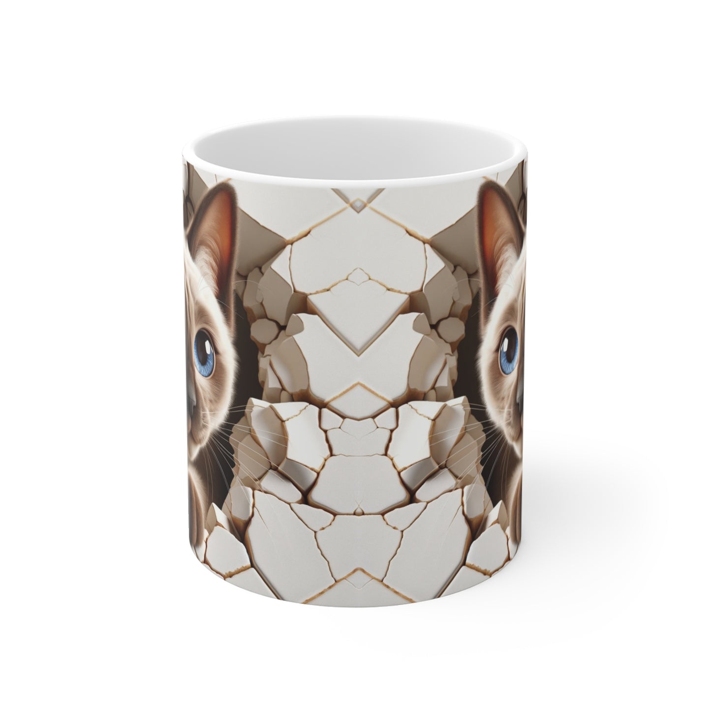 3D Siamese Kitty Coffee Mug Realistic Through Hole in Wall Gift for Cat Lover